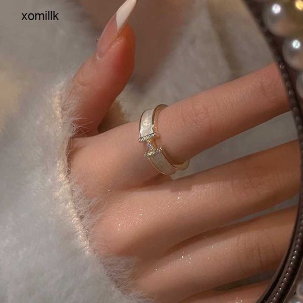 

hermm designer necklace band rings letter h white dropping oil zircon advanced sense open ins small french mesh red index finger female vx4g, Silver