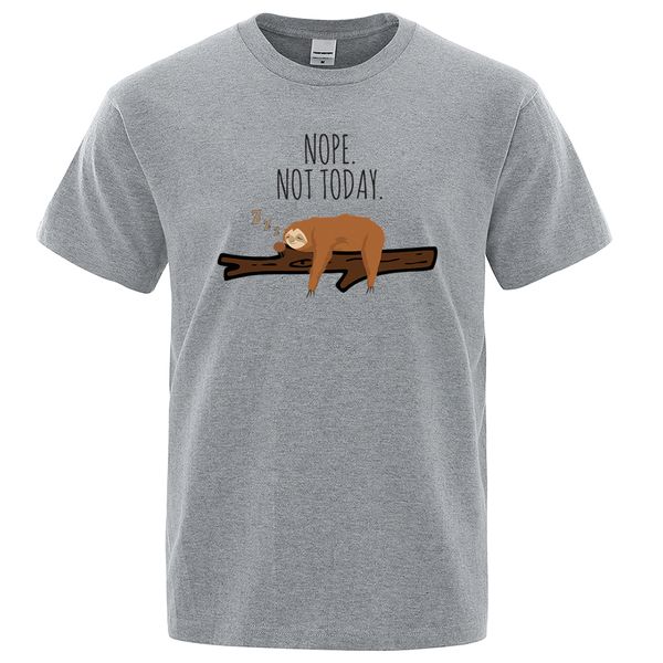 

men's tshirts summer brand t shirt nope not today sloth short sleeve men tshirt cartoon folivora mens casual tee shirt streetwear 2304, White;black