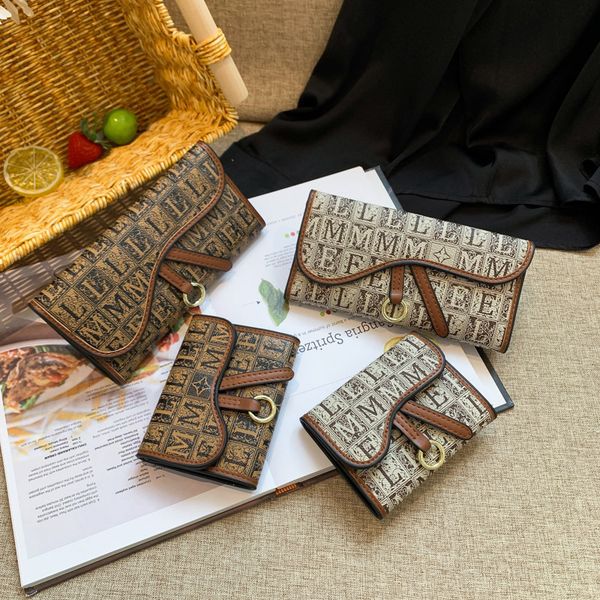 

Outlet factory shoulder bag 3 colors elegant atmosphere printed retro wallets multi-card folding fashion short wallet trend color matching leather card package, Purple