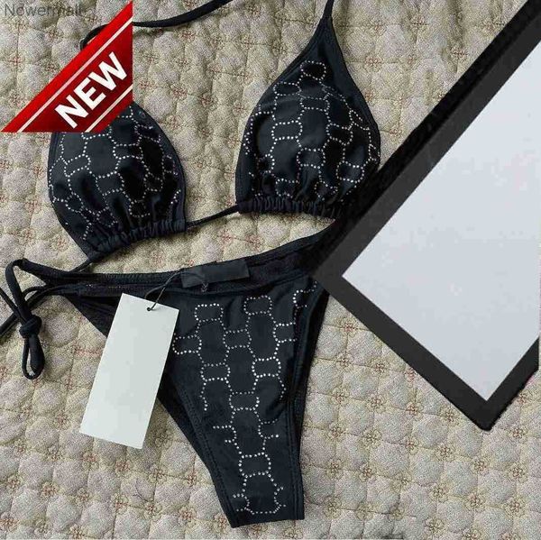 

designer swimwear bikini woman ggsity designer bikinis 2023 twopiece bikini ggity with letter swimsuits crystal summer swimwear beach luxu, Black