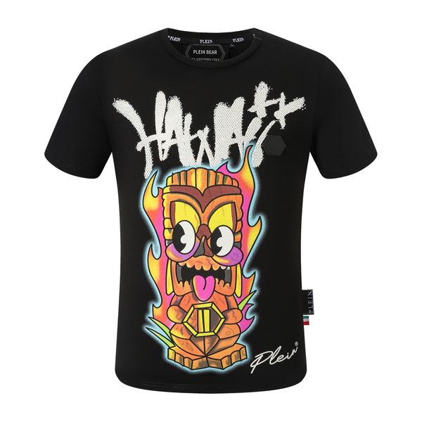 

plein bear t shirt mens designer tshirts brand clothing rhinestone pp skulls men t-shirt round neck ss hawaii hip hop tshirt tees 161327, White;black