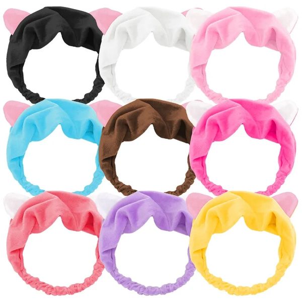 

makeup headband, cat ear headbands, facial makeup headband soft coral fleece cosmetic headband for girls hair band head wraps df212