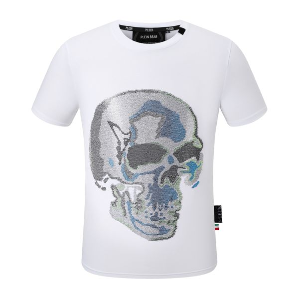 

plein bear t shirt mens designer tshirts brand clothing rhinestone pp skulls men t-shirt round neck ss skull and plein with crystals hip hop, White;black