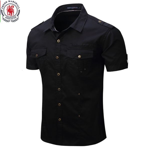 

men's casual shirts arrive mens cargo shirt men casual shirt solid short sleeve shirts multi pocket work shirt plus size 100% cotton 23, White;black