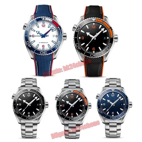 

watches diver 600m america's cup 43.5mm automatic mens watch white / black/ blue dial stainless steel bracelet gents wristwatches, Slivery;brown