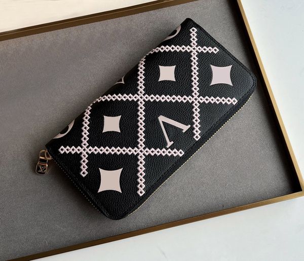 

designer women wallets luxury zippy purses flower letter vernis card holder ladies fashion long slim zipper money clutch bags with box high-, Red;black