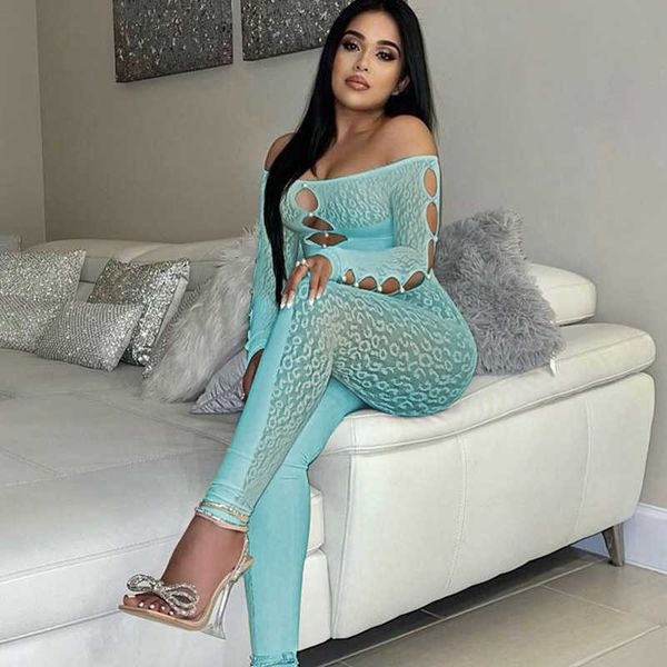 

womens jumpsuits rompers leopard mesh bodystocking jumpsuits for women slash neck off the shoulder long sleeve rompers womens jumpsuit midni, Black;white