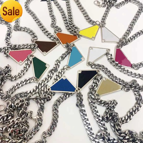 

luxury design pendant necklaces fashion for man woman inverted triangle letter designers jewelry trendy personality clavicle chain, Silver