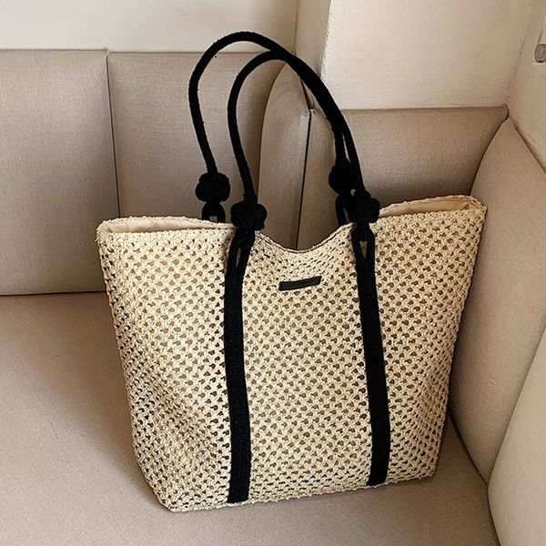 

shopping bags trendy straw women tote bag luxury designer rattan woven handbags handmade travel shopper shoulder bag casual beach bag 230426