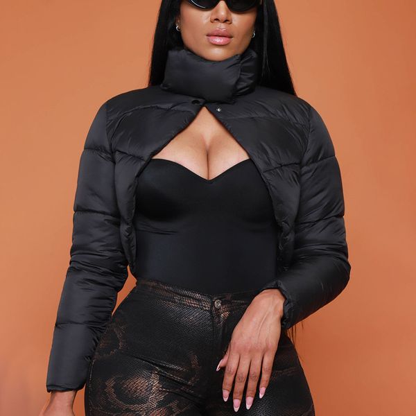 

women's down winter streetwear coats puffer jackets for women 2023 long sleeve turtleneck jacket crop bubble black buttons jackets