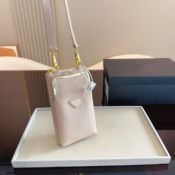 

crossbody bag genuine leather phone bags men women handbag flap purse fashion metal triangle zipper clutch nylon lining zipper pocket remova