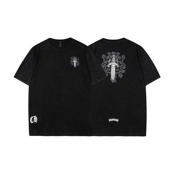 

designer chrome//heart mens t-shirts 23 year new croix short sleeve tshirt correct thorn sword print round neck, Black