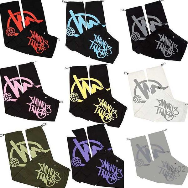 

2023 minustwo cargos printed fashion hip hop letter pants trendy casual high street trousers sports jeans, Black