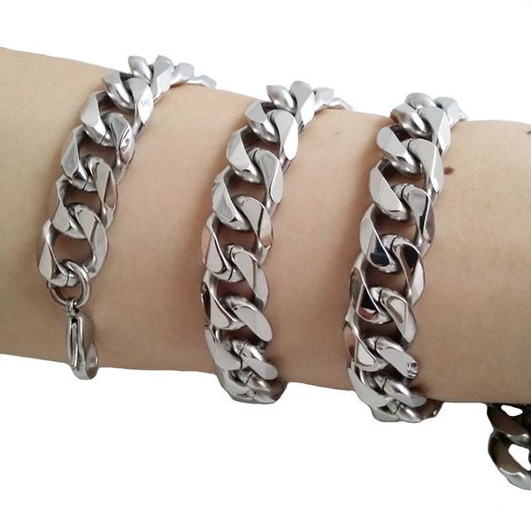

stainless steel silver cuban curb chain necklace 15mm huge heavy 18-40 inch pure solid link chain jewelry for mens gifts high quality