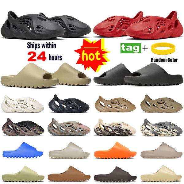

designer sandals onyx men women slipper bone desert sand core resin flat slide slippers azure glow green ochre mens womens foam running shoe, Black