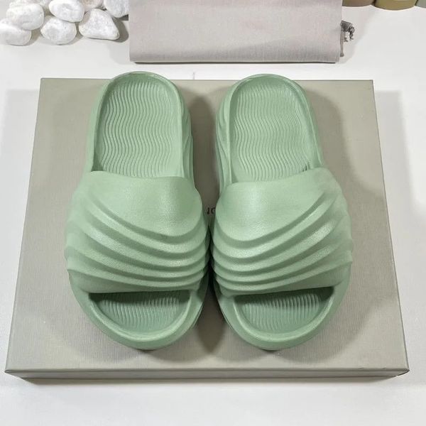 

designer slippers men pool sandal foam slippers rubber mule sandal ripple futuristic summer beach flip flops with box, Black