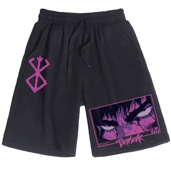 

men's shorts harajuku guts berserk print casual cotton short pants men women pants gift 230425, White;black
