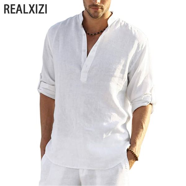 

men's casual shirts men's casual shirt vneck sweatshirt cotton linen blouse loose fashion shirts long sleeve spring summer brand s, White;black