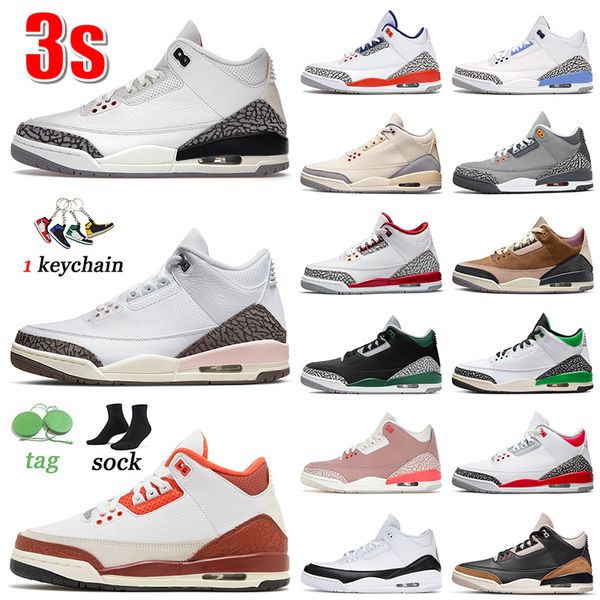 

3s og white cement reimagined basketball shoes jumpman 3 neapolitan mars stone unc knicks rivals cool grey fire red lucky green fragment men
