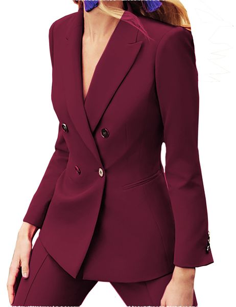 

women's suits blazers lansboter burgundy womens suits fashion 2 pieces set business shopping party lapel lady suit blazer with pants 23, White;black