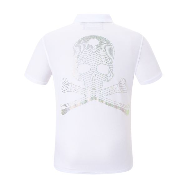 

mens polo shirt ss baroque skull summer 100% cotton polo shirts men chest skull breathable plus size clothes 84610, White;black