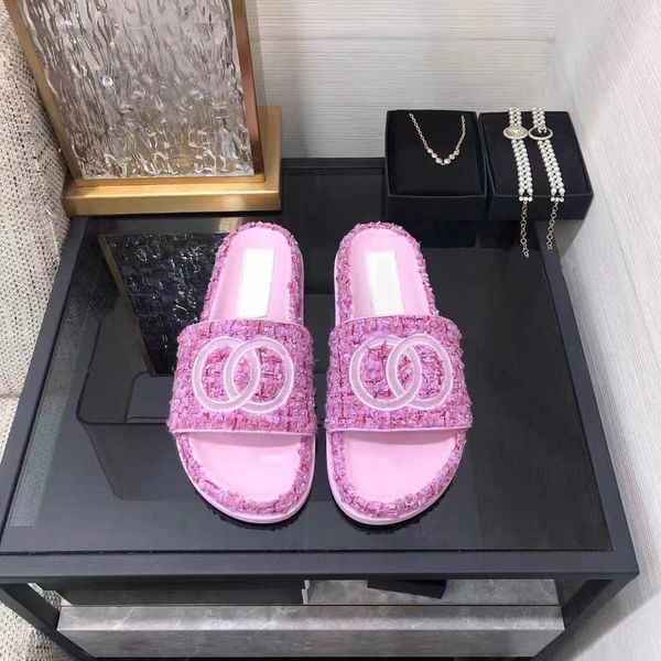 

r women slippers sandals embroidery weave slides sandals ladies letters paris fashion patchwork colors beach sandals with box, Black