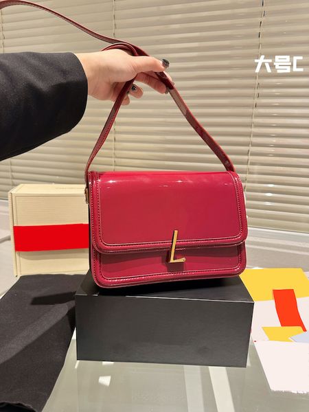 

womens large and small patent leather shoulder bag fashion designer wallet and handbag with change wallet including 2 size bags tofu buns