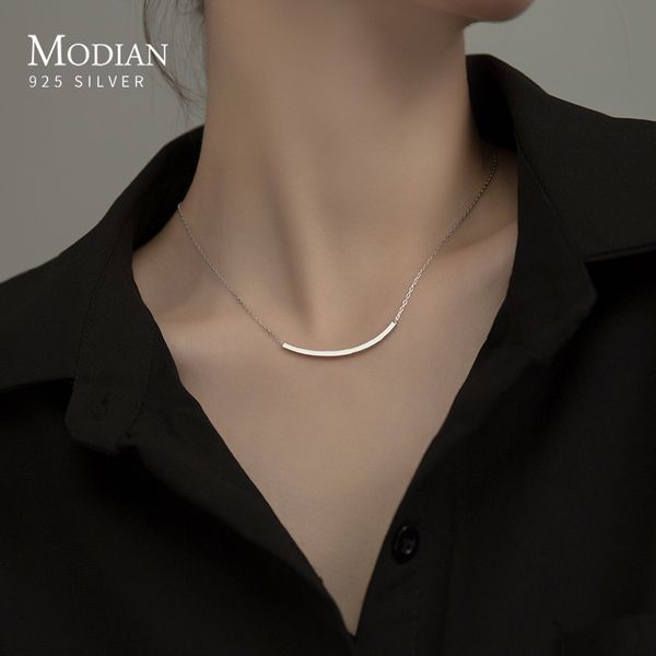 

pendant necklaces modian silver simple geometric female necklaces 100% 925 sterling silver classic fashion chain necklaces for women girl je