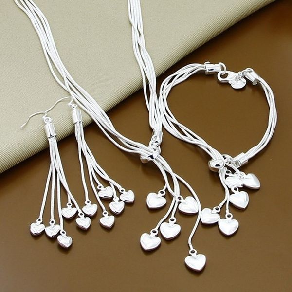 

wedding jewelry sets 925 sterling silver jewelry sets for women with heart shape wedding engagement jewelry 230425, Slivery;golden