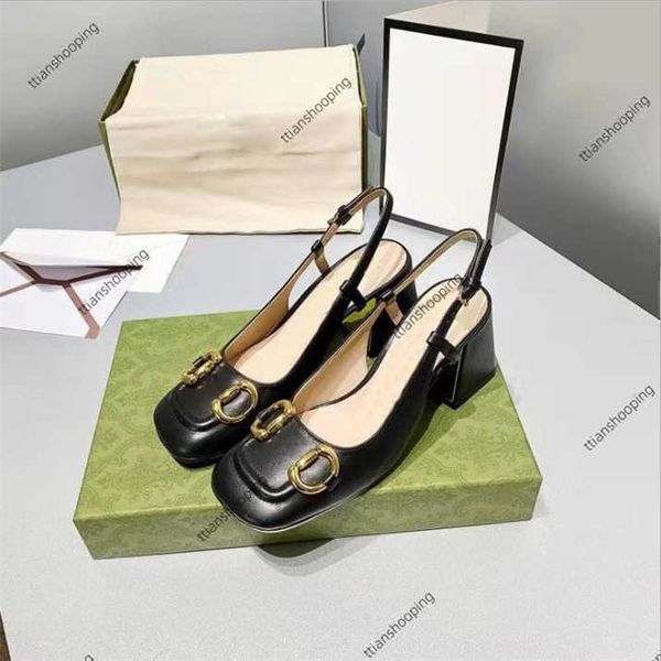

2022 summer women's thick heel european and american fashion sandals round toe buckle heel high women's shoes size 35 - 40, Black