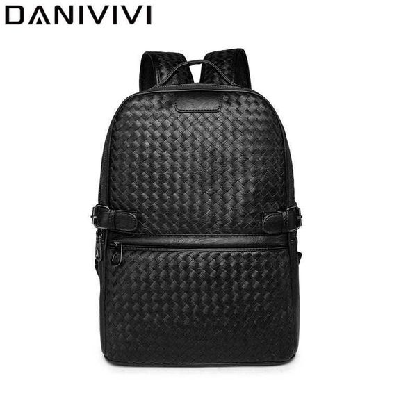 

backpack fashion leather black backpacks for men bag woven brand designer backpack men's lapcomputer bagpack casual softback mochila 23