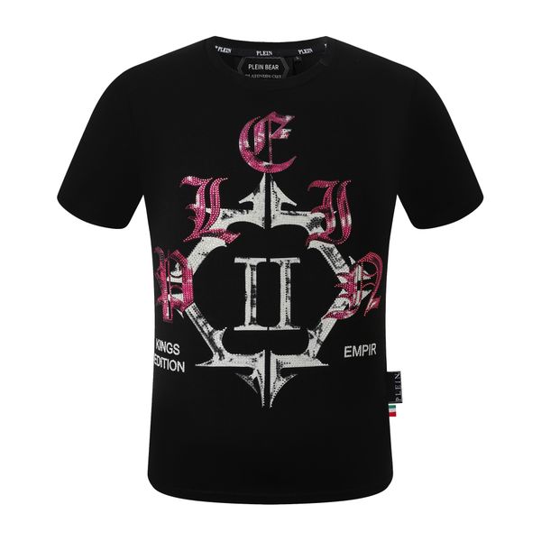 

plein bear t shirt mens designer tshirts brand clothing rhinestone pp skulls men t-shirt round neck ss love hip hop tshirt tees 161280, White;black