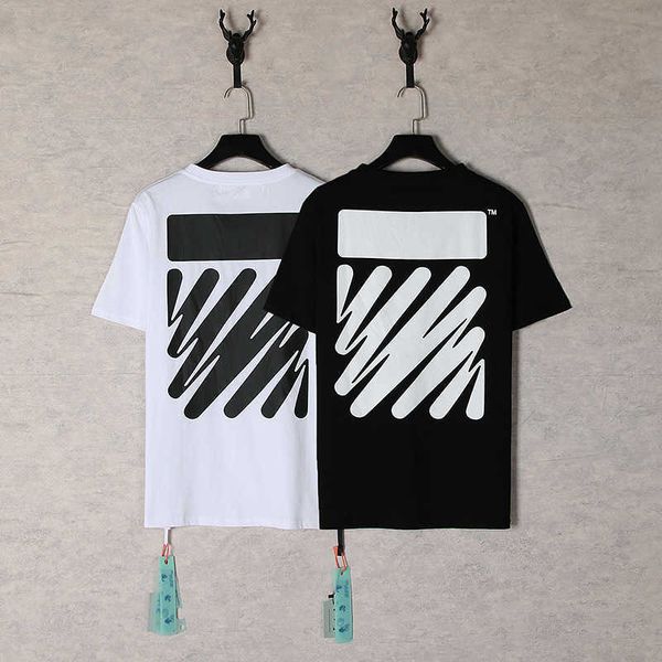 

mens tshirts designer fashion clothing tees tshirts summer trendy offs white d wave electrocardiogram printed men women loose fitting couple, White;black