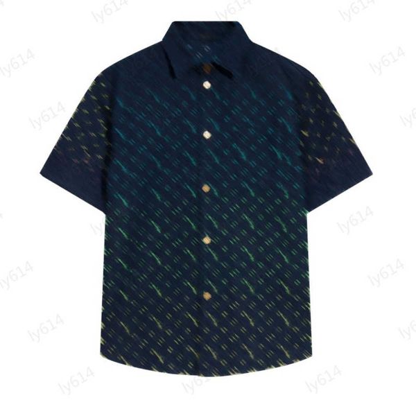 

mens casual shirts rainbow gradient presbyopia jacquard design lapel denim shirt custom metal button opening brand short sleeve blouse shirt, White;black