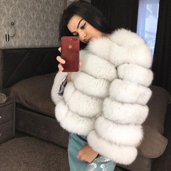 

fur women's winter coat long sleeve jacket fox raccoon fur casual thick white luxury clothes slim vests real natural furr 5xl y2k, Black
