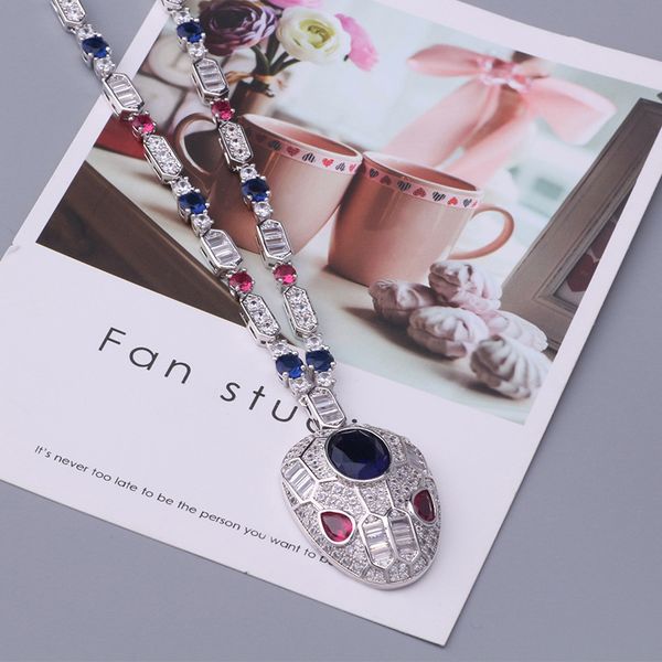 

diamonds plated silver 18k gold pendants long necklaces for women trendy snake luxury designer fashion jewelry party mother christmas weddin