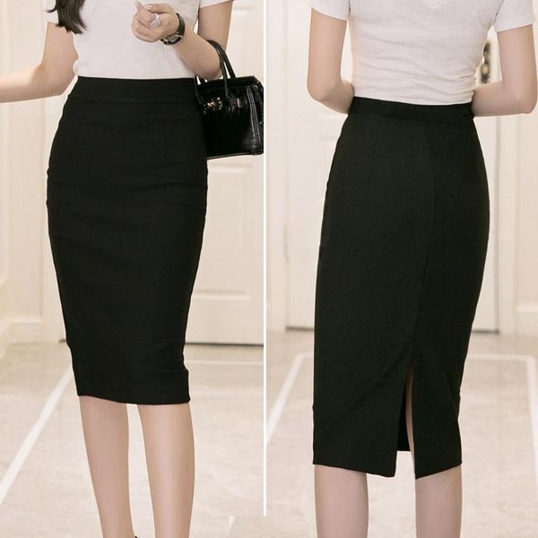 

dresses 2021 women office midlength skirt spring black pencil skirts ladies high waist elegant long skir party club skirt, White;black