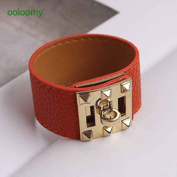 

hemres designer bracelet imitation cowhide bracelet buckle punk style rivet korean women's network red cool handsome handpiece rp1k, Golden;silver