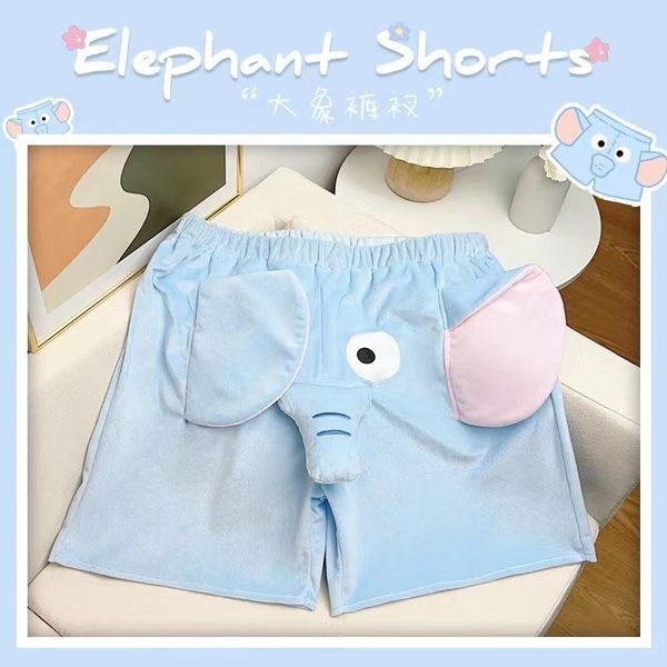 

men's shorts lovable elephant summer at home casual shorts men and women breathable funny comfortable couple pattern short pants 230425, White;black