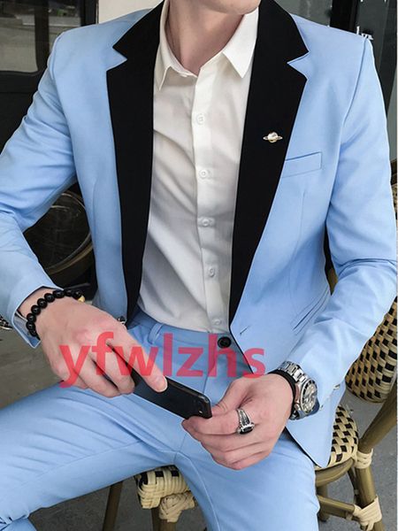 

handsome one button groom tuxedos notch lapel groomsmen man suit mens wedding/prom/dinner suits bridegroom jacket pants tie b27153, Black;gray