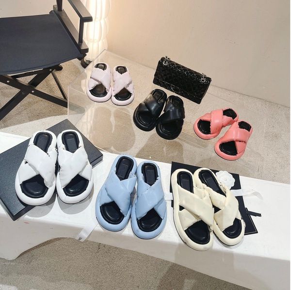 

2023 women designer slippers bread sandals c pool slides cross straps cloud series womens slipper summer fashion soft slide comfort sandal l, Black
