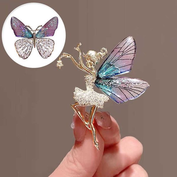 

pins brooches fashion angel inlaid zircon brooch alloy rhinestone sequin corsage for women butterfly dragonfly bee brooch insect jewelry gif, Gray