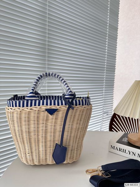 

superior quality bucket tote bag vegetable basket new summer vacation beach straw bag woven bag women's single shoulder diagonal handba