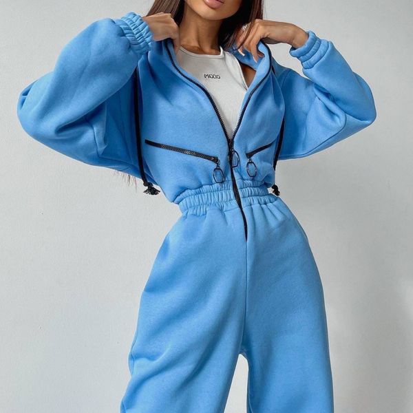 

women's jumpsuits rompers women elegant jumpsuit hoodies zipper outfit fleece lined winter long sleeve overalls casual rompers tracksui, Black;white