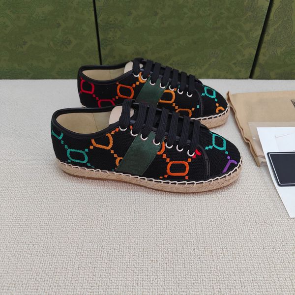 

shoe designer espadrilles luxury sneaker woman casual shoe canvas real leather loafers classic design boots slipper slides by brand s320 002, Black