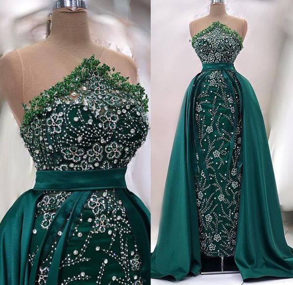 

2023 april aso ebi hunter green prom dress lace beaded crystals sheath evening formal party second reception birthday engagement gowns dress, Black