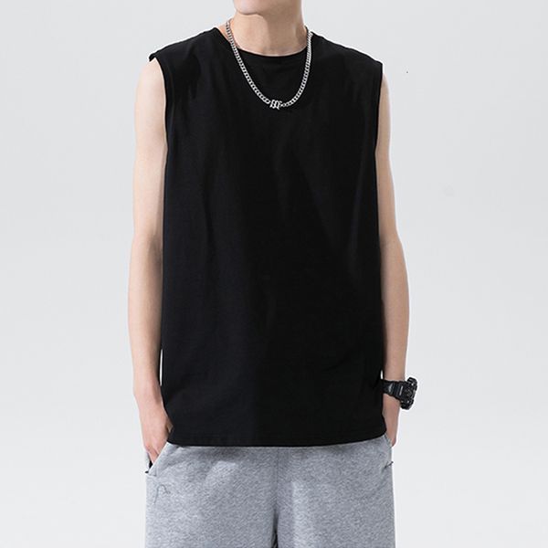 

men' tank legible summer fashion men' tank cotton sleeveless shirt man loose casual tank men 230425, White;black