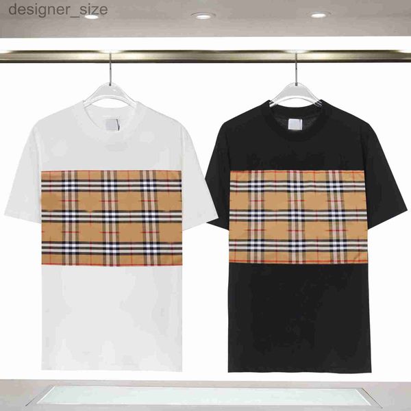 

men's t-shirts designer23 high version stried claic fashion stitching casual short sleeve t-shirt loose to men's and women's, White;black