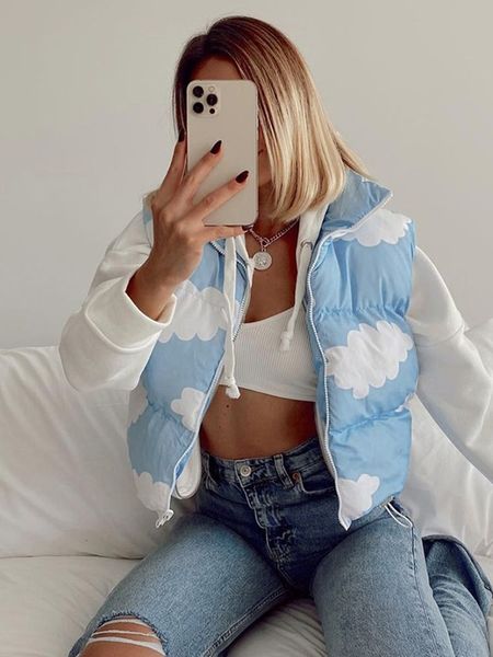 

women's jackets hirigin mantel hipster ramping kerah berdiri kasual wanita pakaian streetwear rompi jaket dapat dipakai dua sisi motif, Black;brown