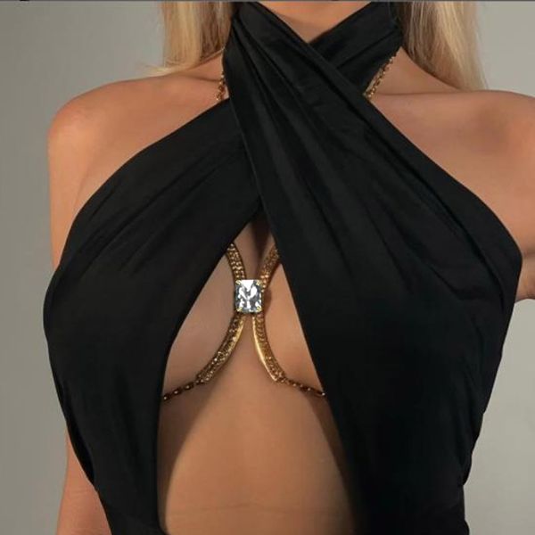 

other jewelry sets fashion selling accessories square gemstone rhinestone chest rest bikini body chain chain, Silver